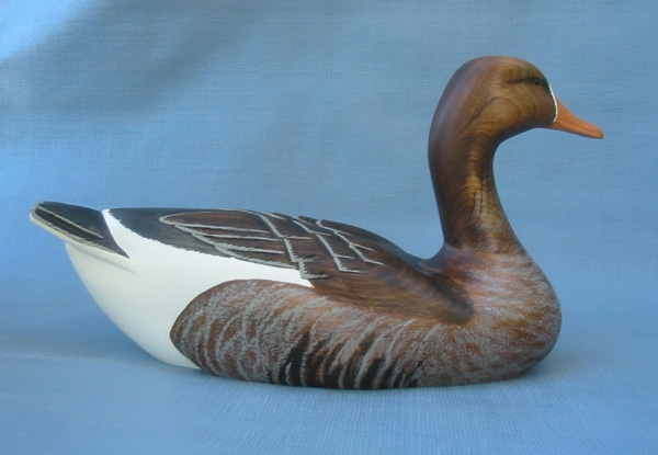 Wood Carving - Classic Handcarved White Fronted Speckle Belly Goose Decoy